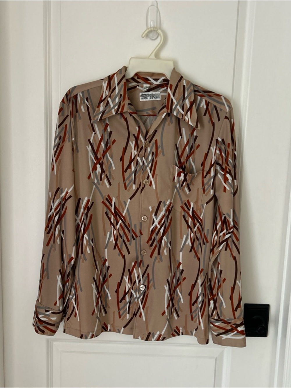Vintage 70s Spire California Mens M Long Sleeve Retro Mod Funky Disco Shirt